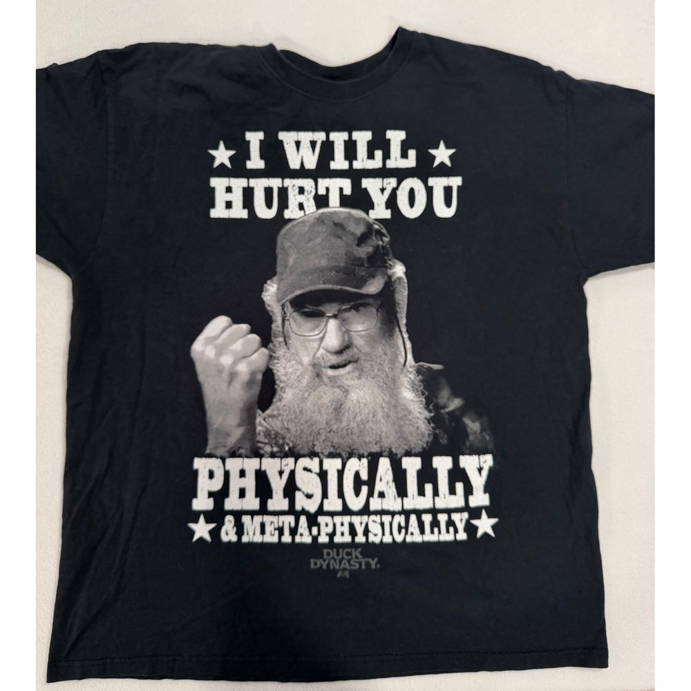 Duck Dynasty Si Robertson I Will Hurt You Graphic T-Shirt Black Mens XL